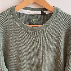 Timberland Men's Olive Crewneck Waffle Knit Sweater
